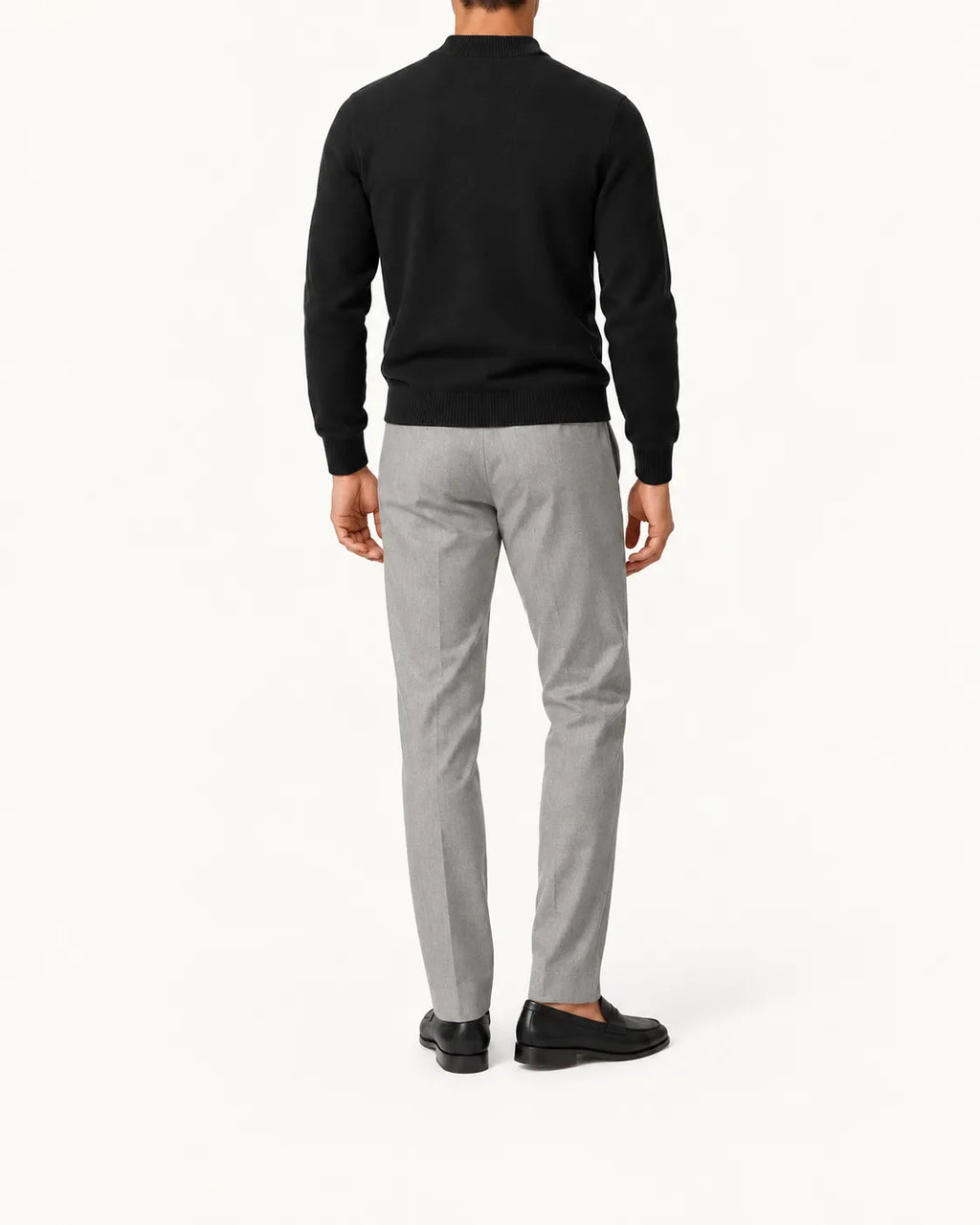 Negro | Jersey de media cremallera ligero – vista trasera