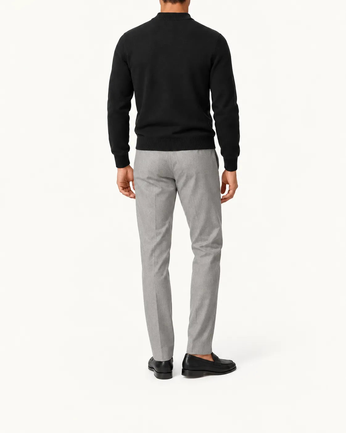 Negro | Jersey de media cremallera ligero – vista trasera