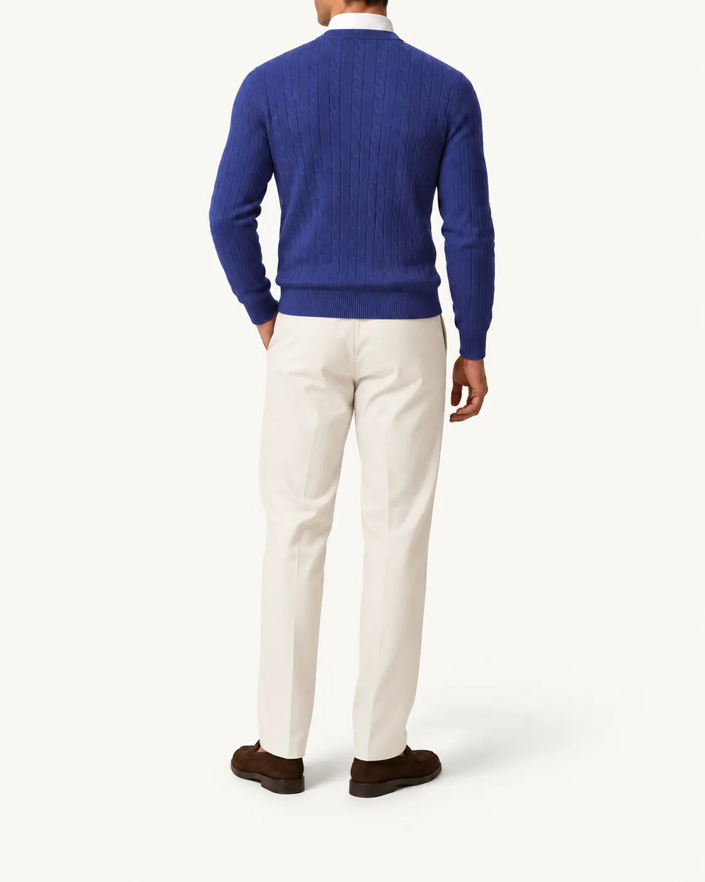 Azul real | Jersey de ochos de cuello redondo – vista trasera