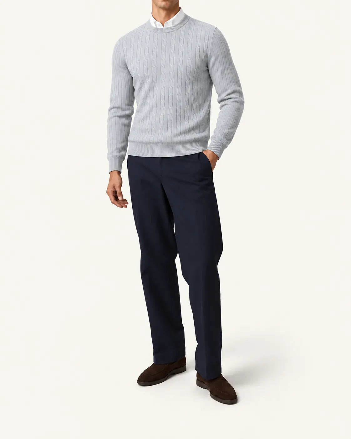 Gris claro | Jersey de ochos de cuello redondo – vista delantera