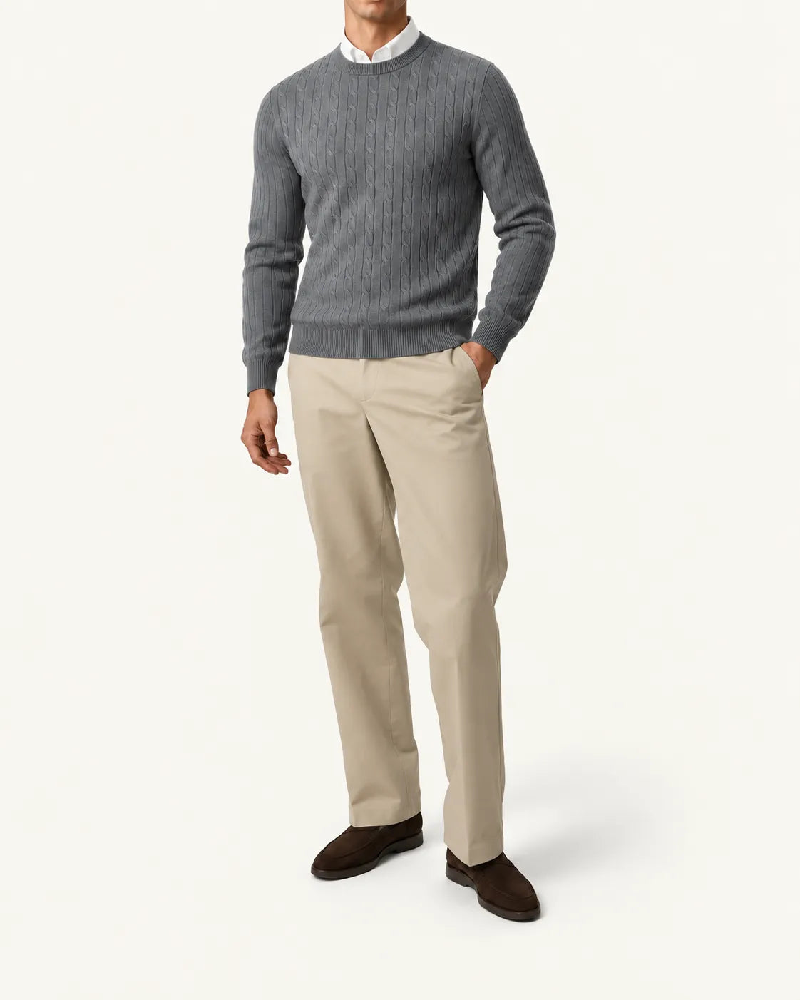 Gris oscuro | Jersey de ochos de cuello redondo – vista delantera