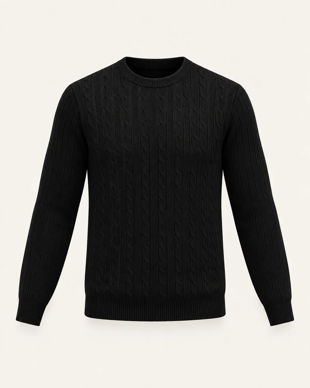 Negro | Jersey de ochos de cuello redondo