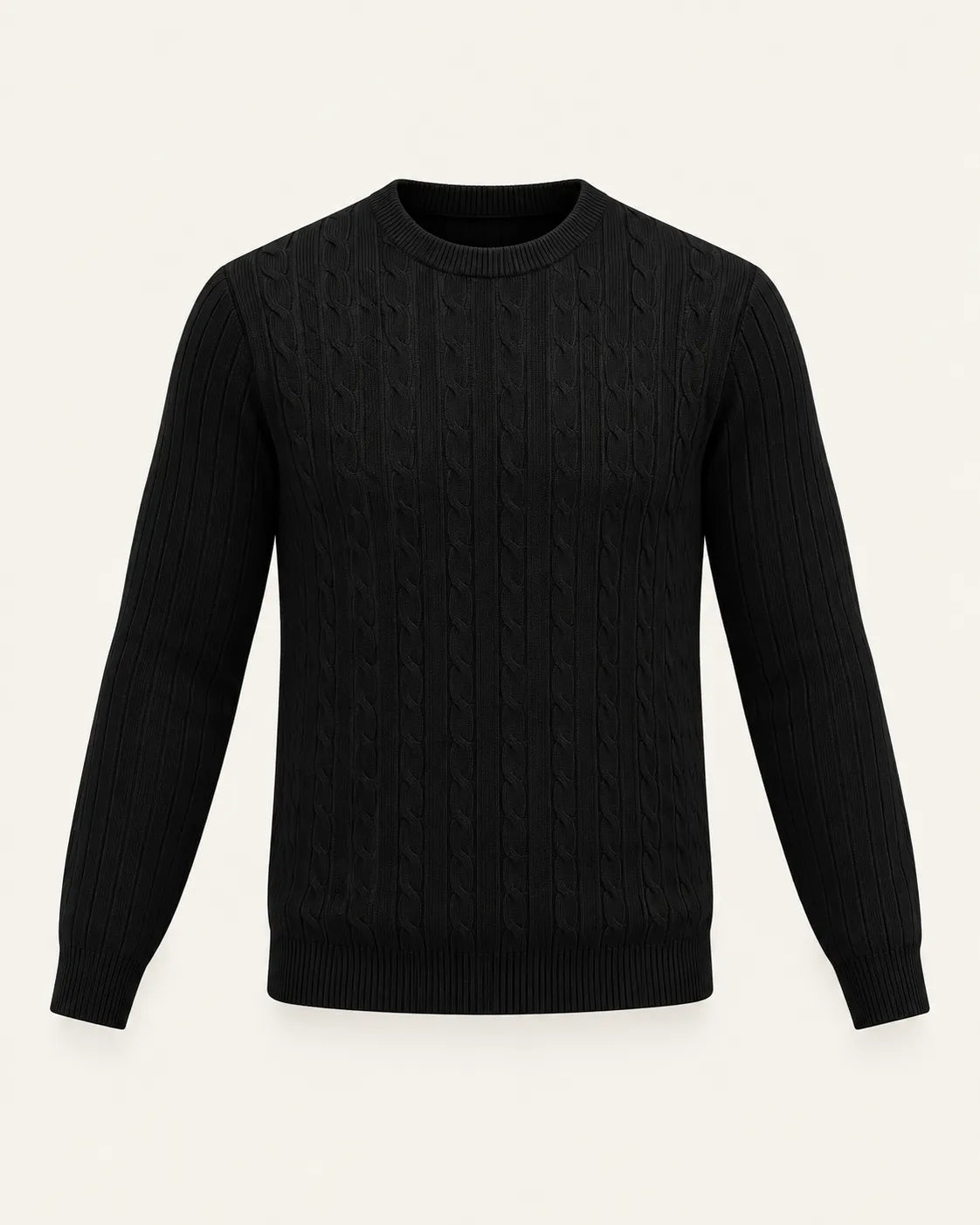 Negro | Jersey de ochos de cuello redondo