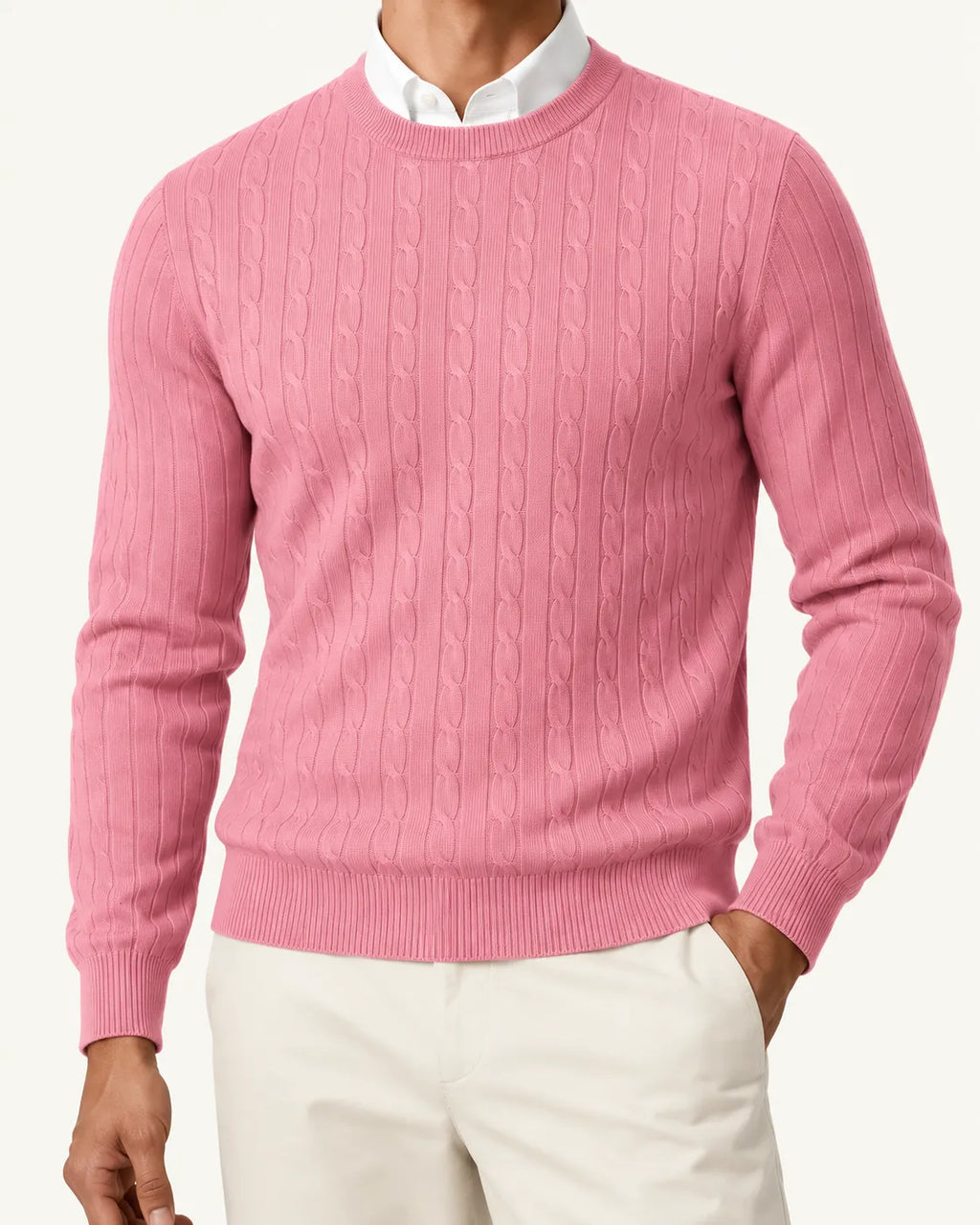 Rosa | Jersey de ochos de cuello redondo – detalle
