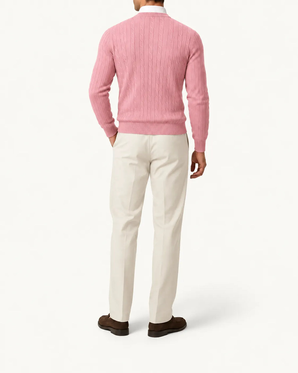Rosa | Jersey de ochos de cuello redondo – vista trasera