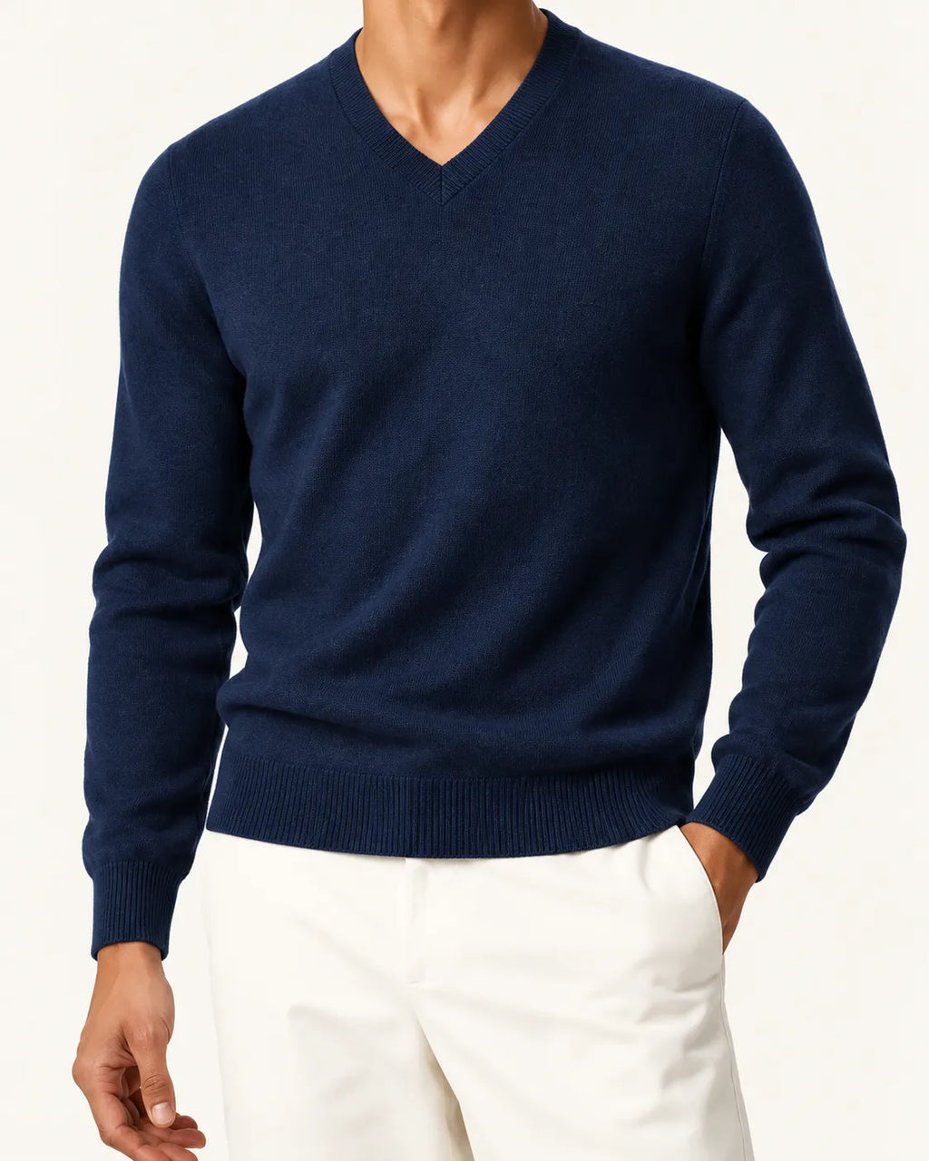 Azul marino | Jersey de pico básico – detalle