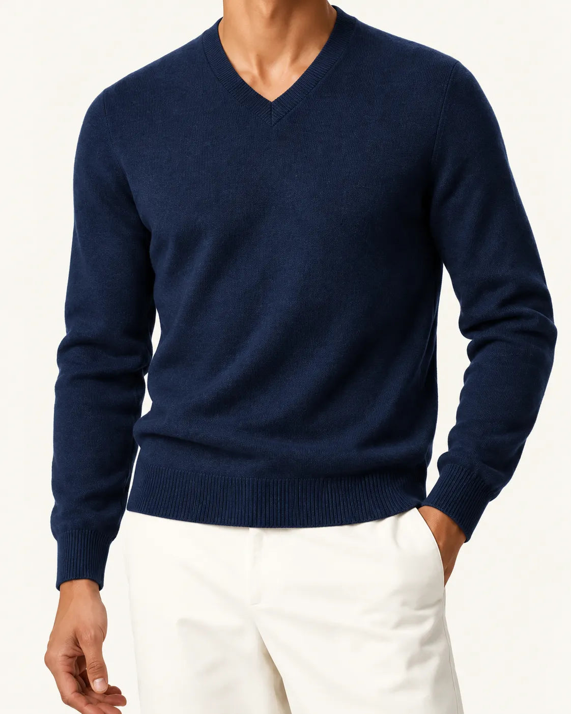 Azul marino | Jersey de pico básico – detalle
