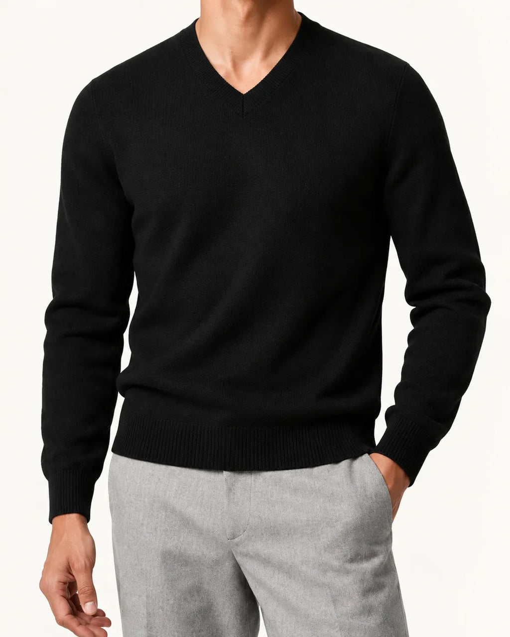 Negro | Jersey de pico básico – detalle