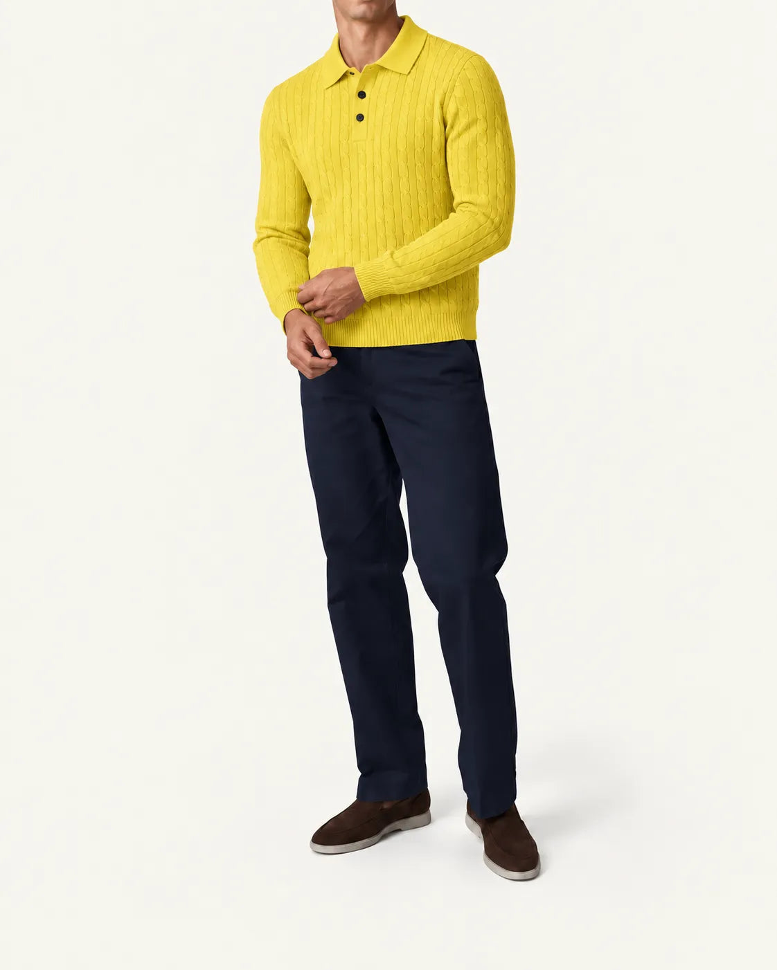 Amarillo | Jersey polo de ochos con botones – vista delantera