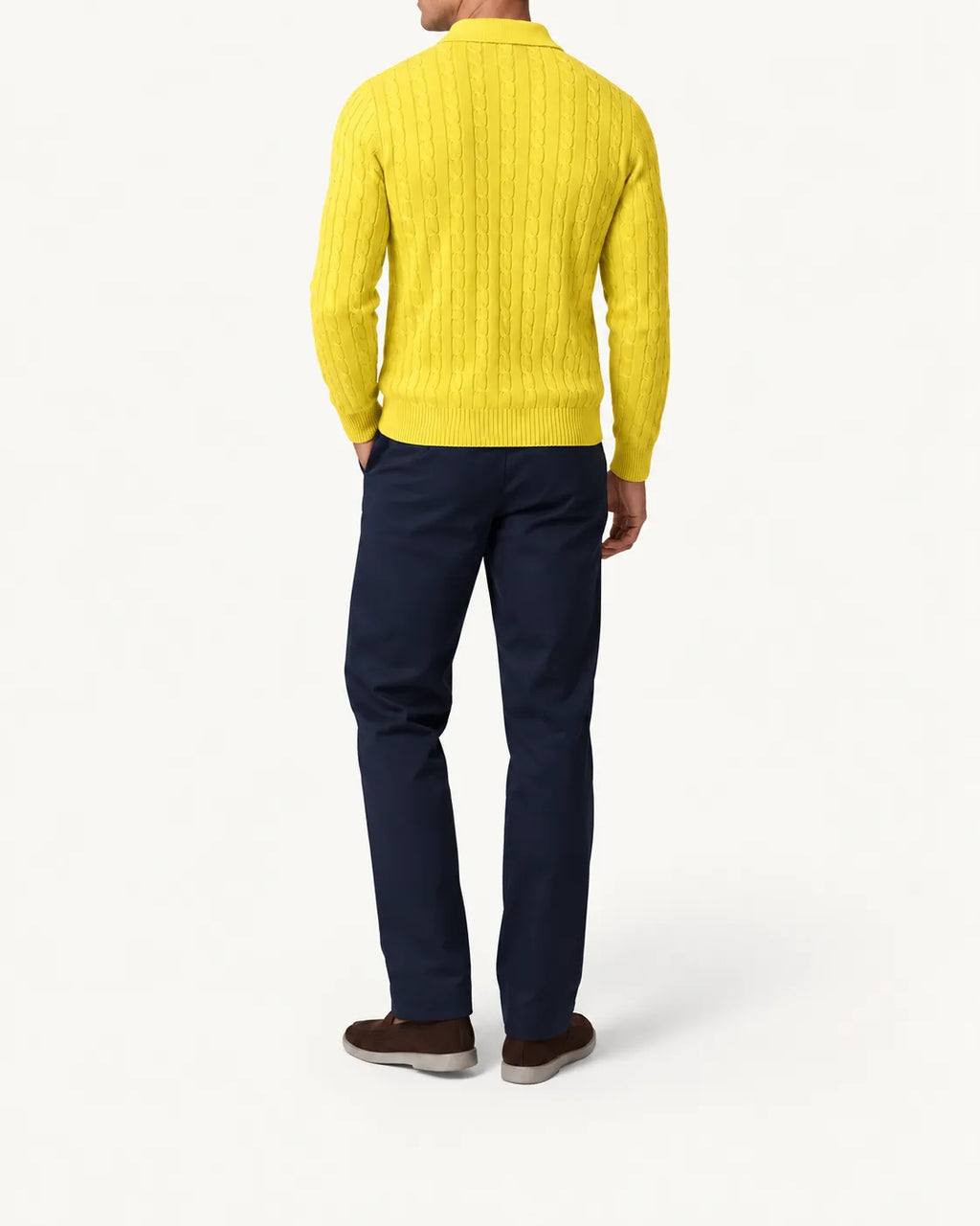 Amarillo | Jersey polo de ochos con botones – vista trasera