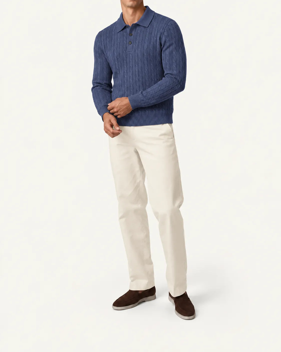 Azul marino | Jersey polo de ochos con botones – vista delantera