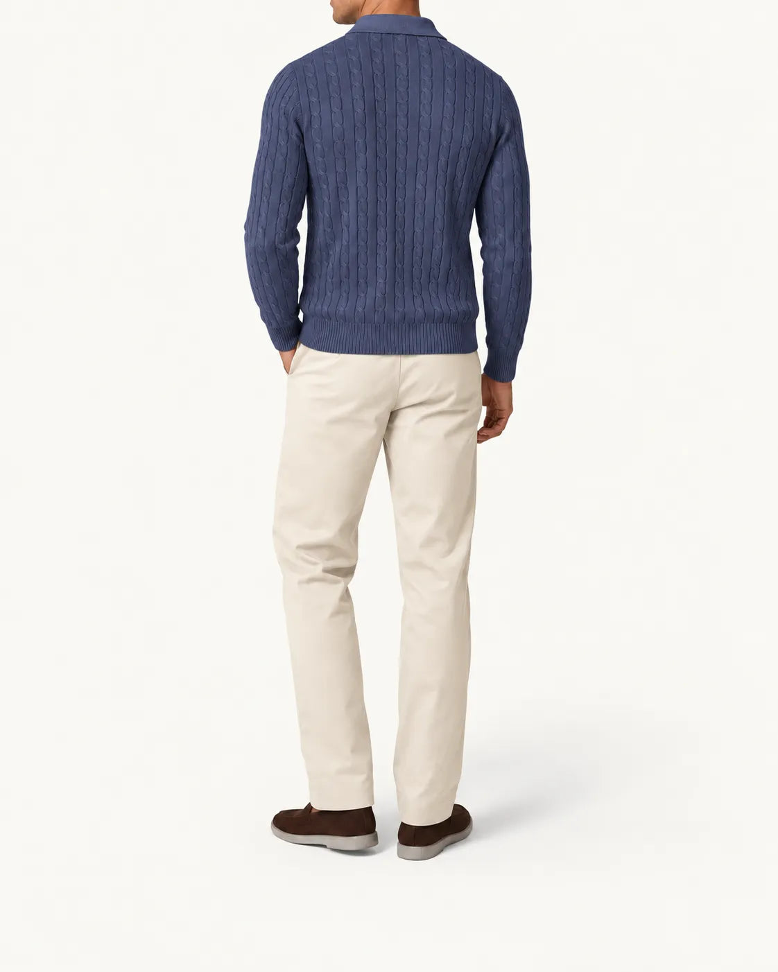 Azul marino | Jersey polo de ochos con botones – vista trasera
