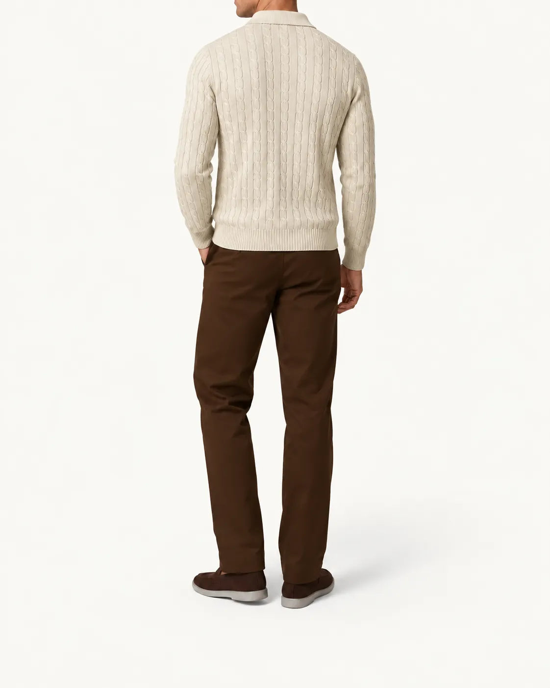 Beige | Jersey polo de ochos con botones – vista trasera