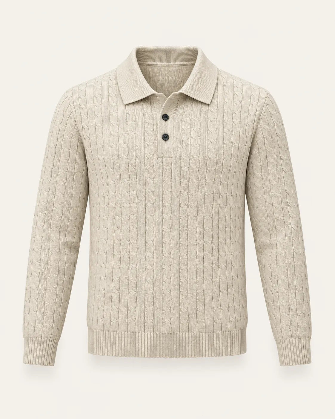 Beige | Jersey polo de ochos con botones
