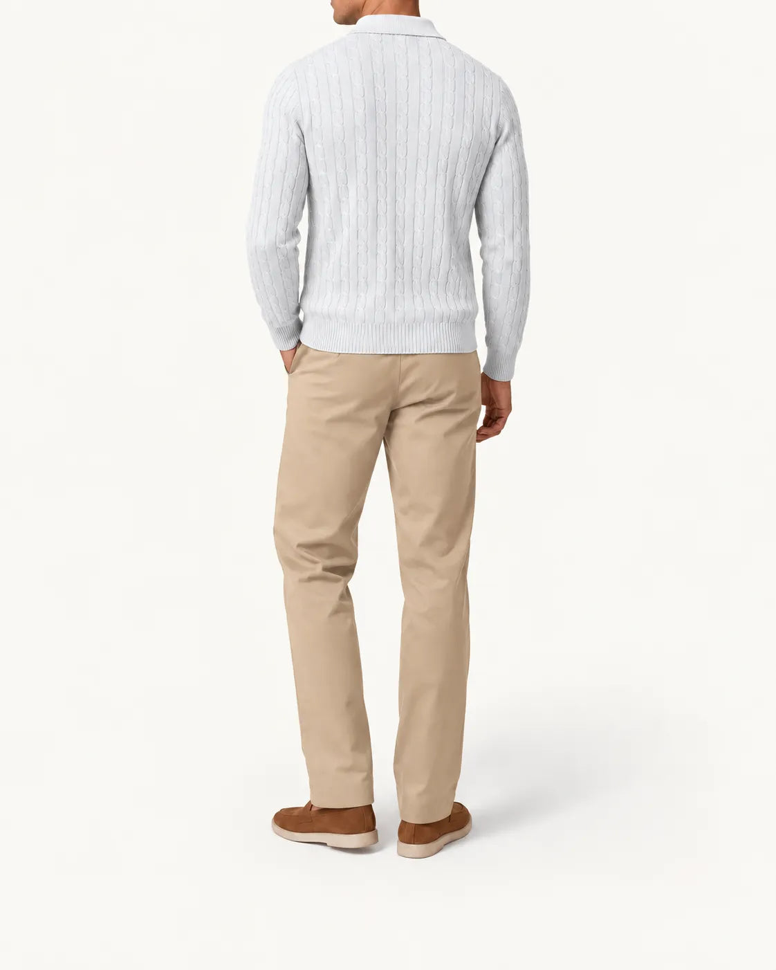 Gris claro | Jersey polo de ochos con botones – vista trasera