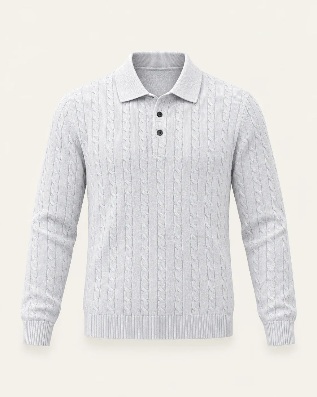 Gris claro | Jersey polo de ochos con botones