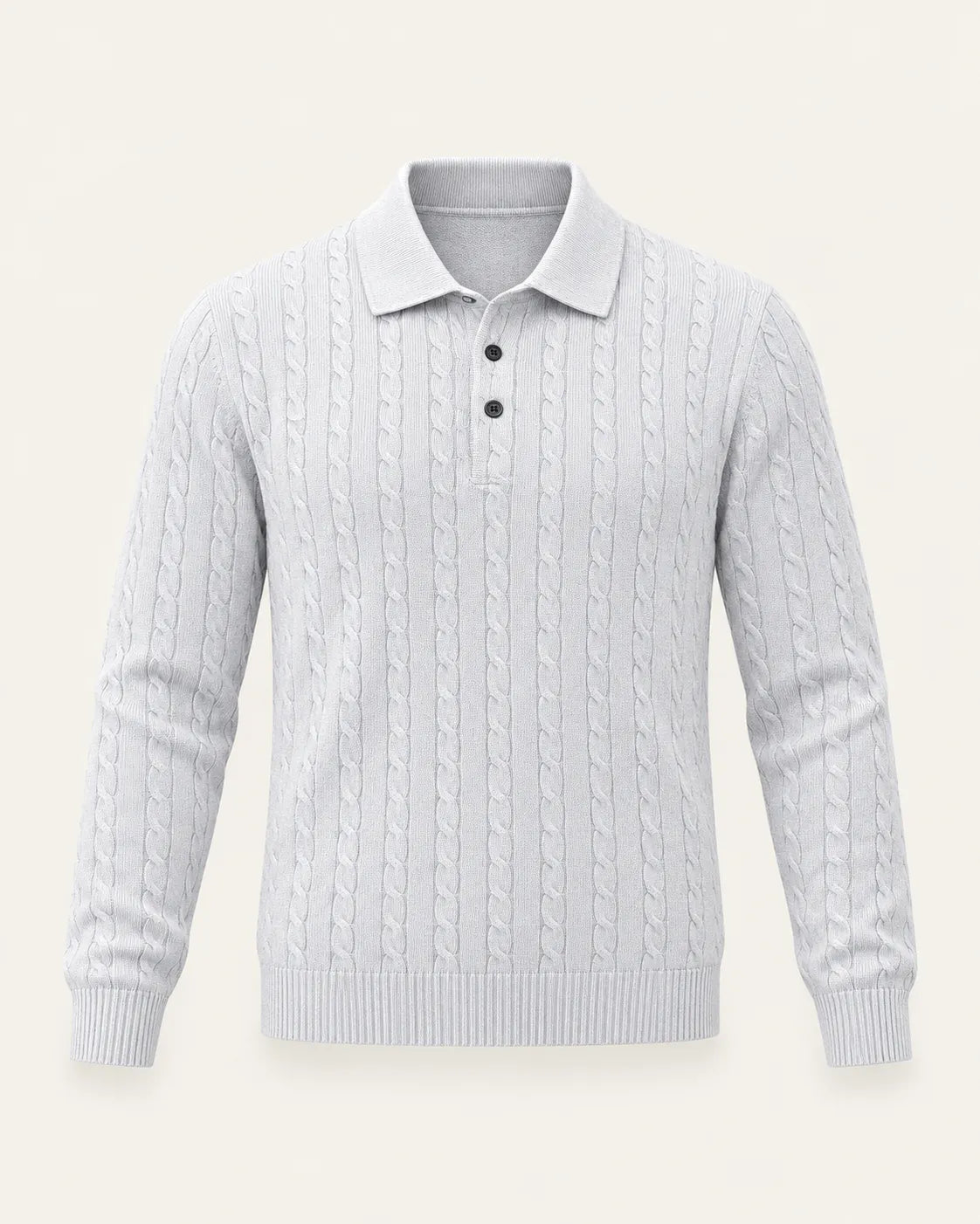 Gris claro | Jersey polo de ochos con botones