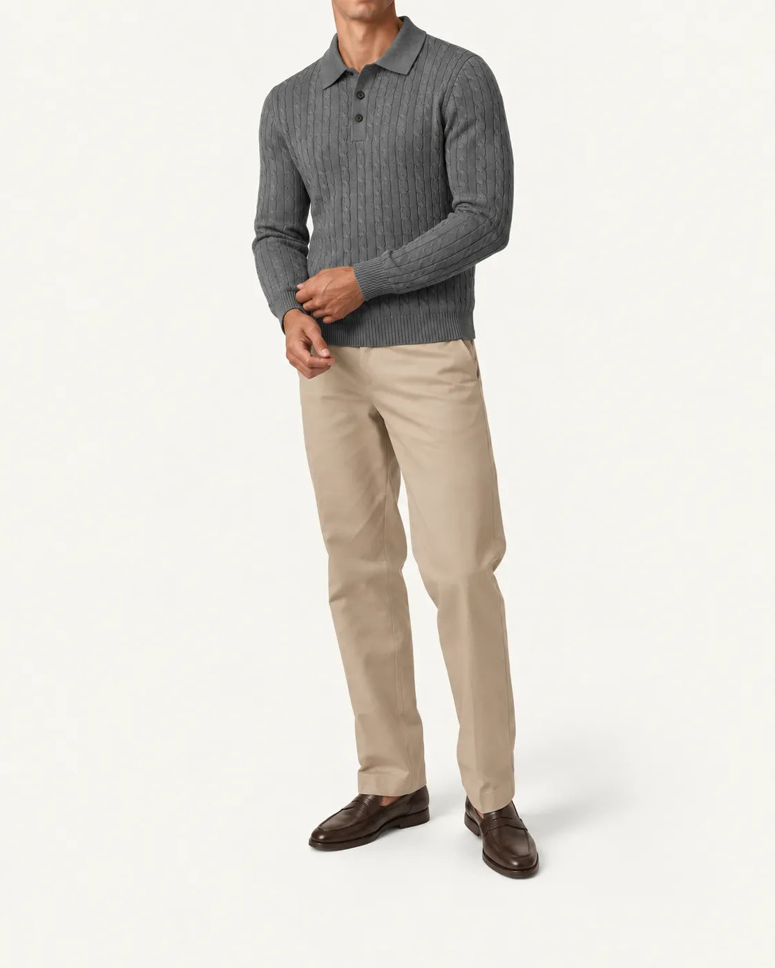 Gris oscuro | Jersey polo de ochos con botones – vista delantera