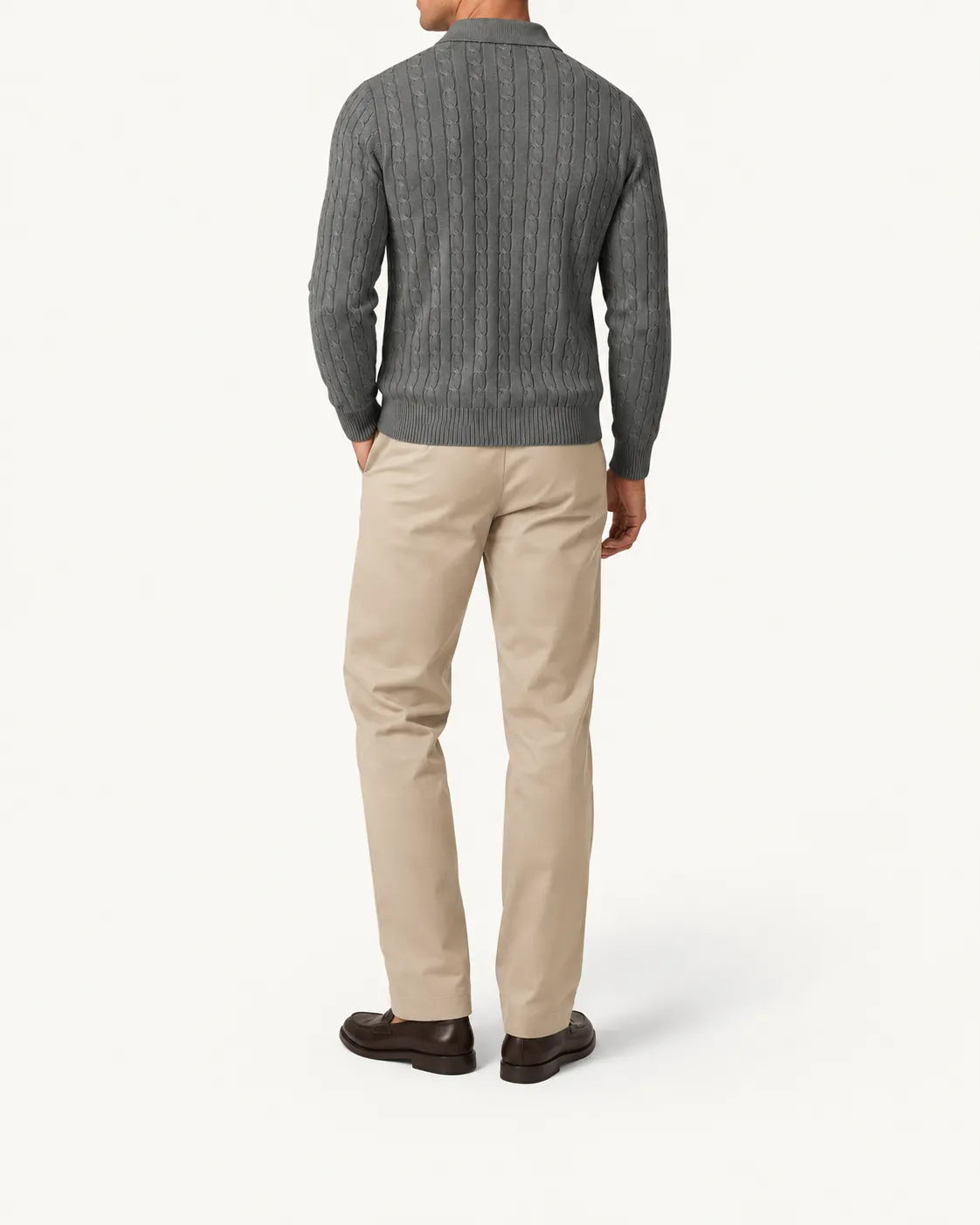 Gris oscuro | Jersey polo de ochos con botones – vista trasera