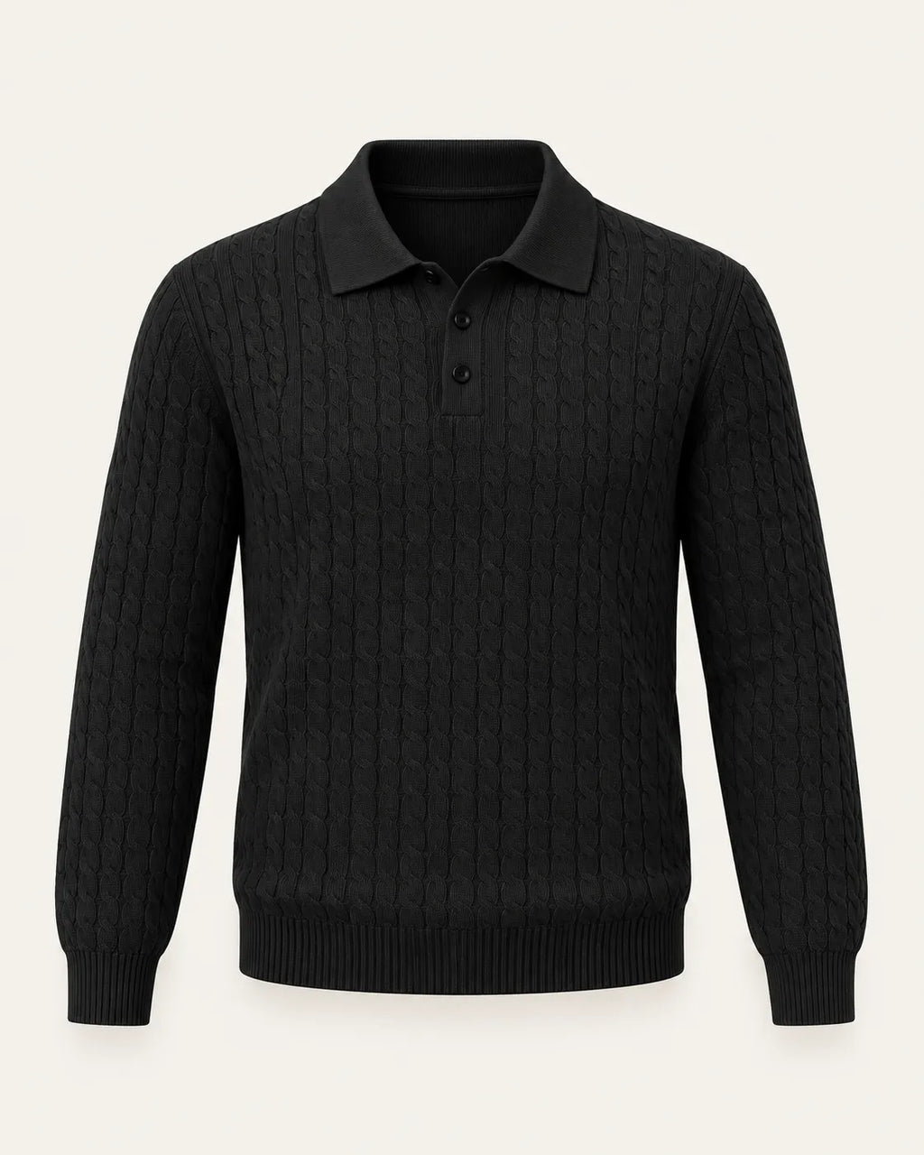 Negro | Jersey polo de ochos con botones