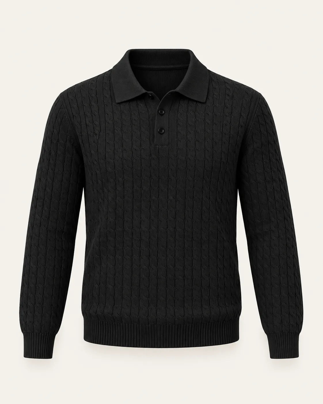 Negro | Jersey polo de ochos con botones