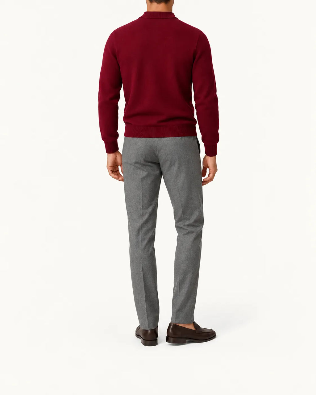 Burdeos | Jersey polo de punto con botones – vista trasera