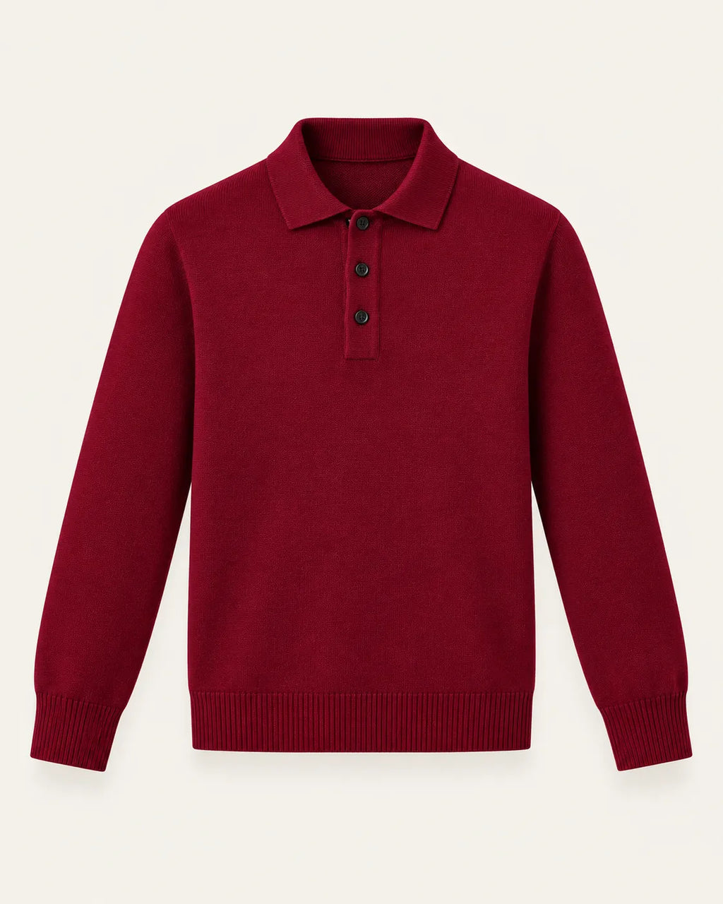 Burdeos | Jersey polo de punto con botones