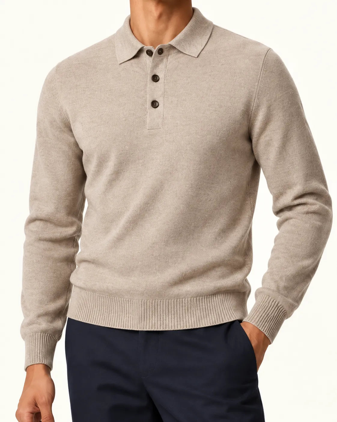 Camel | Jersey polo de punto con botones – detalle