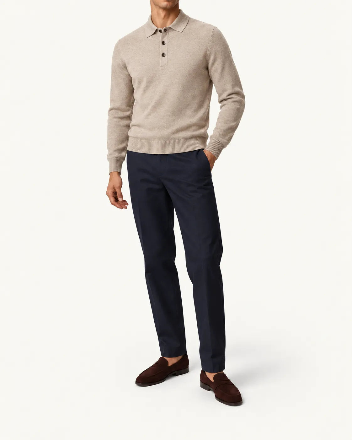 Camel | Jersey polo de punto con botones – vista delantera