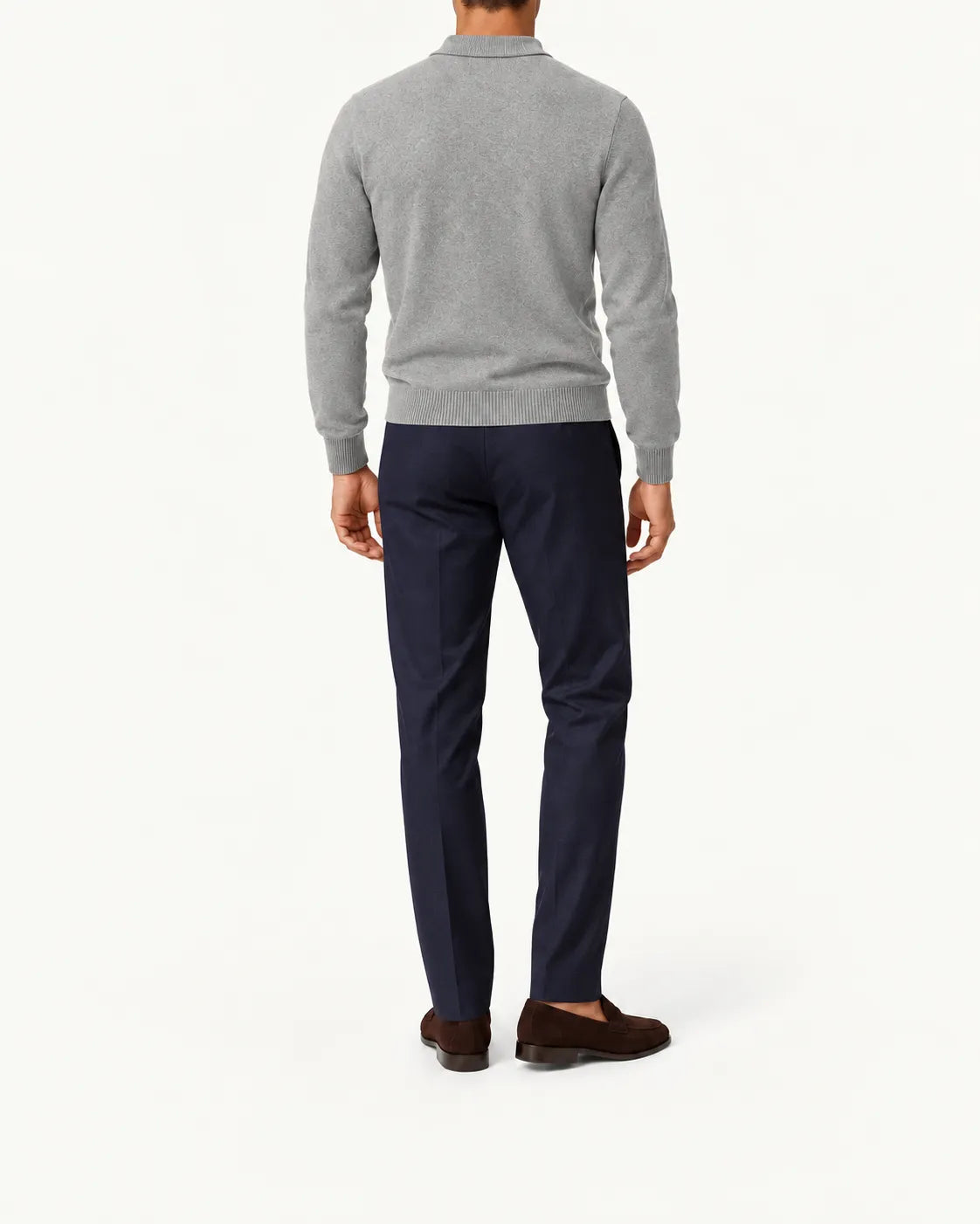 Gris | Jersey polo de punto con botones – vista trasera