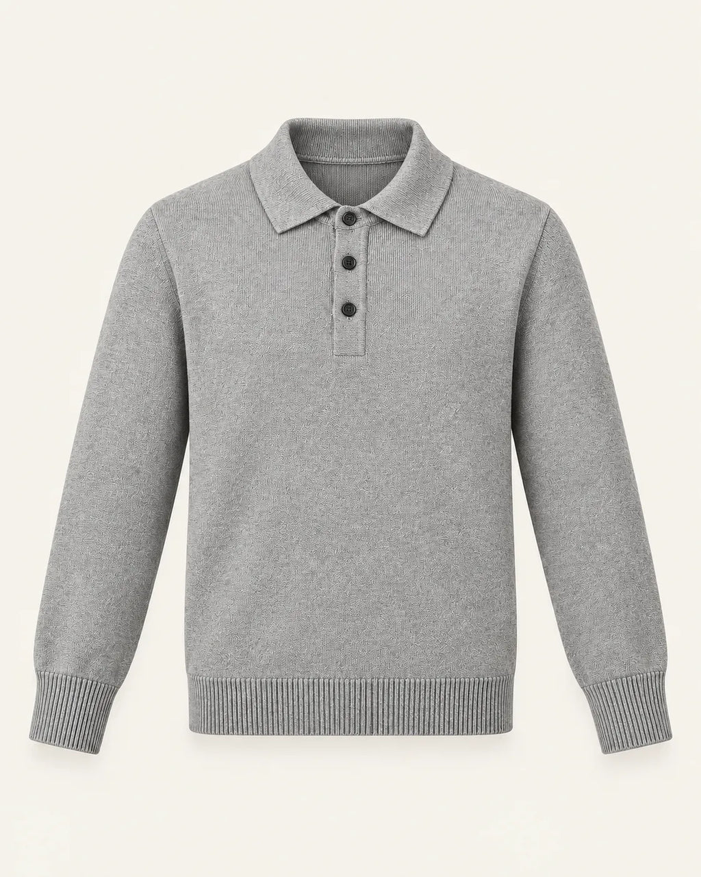 Gris | Jersey polo de punto con botones