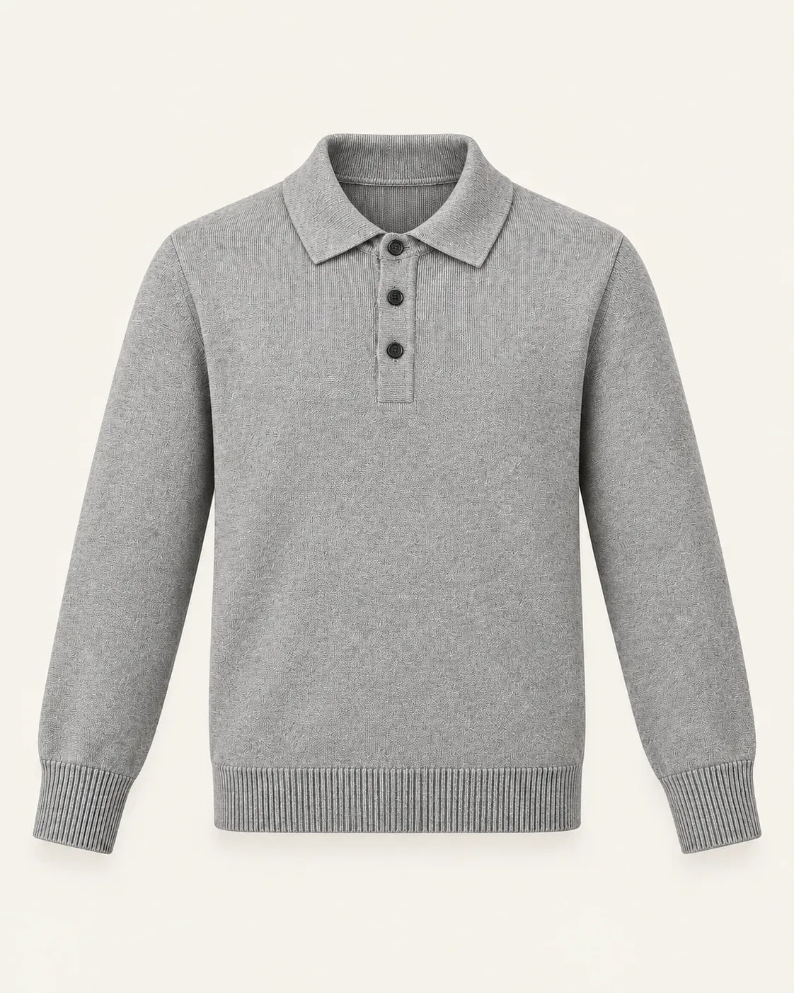 Gris | Jersey polo de punto con botones