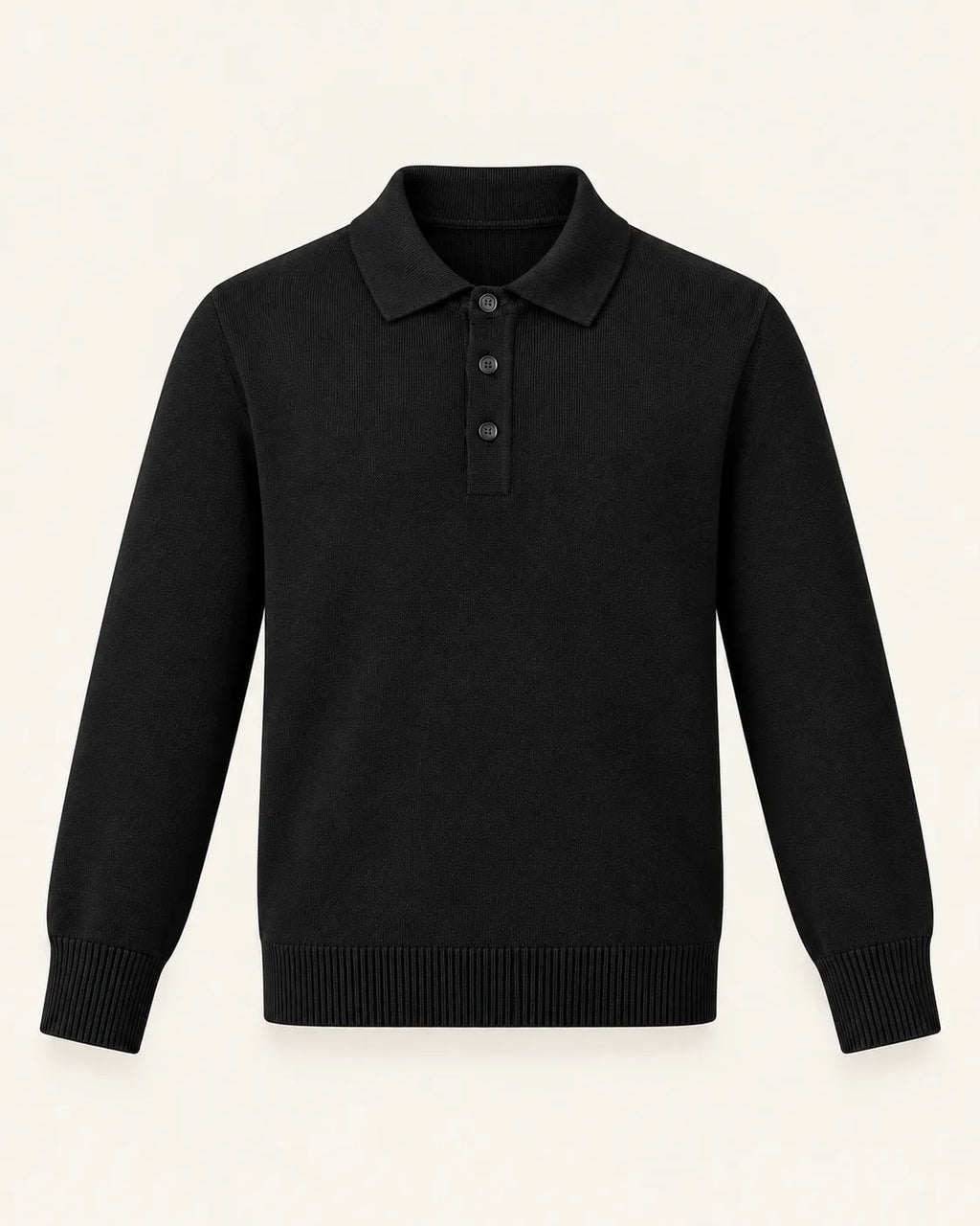 Negro | Jersey polo de punto con botones