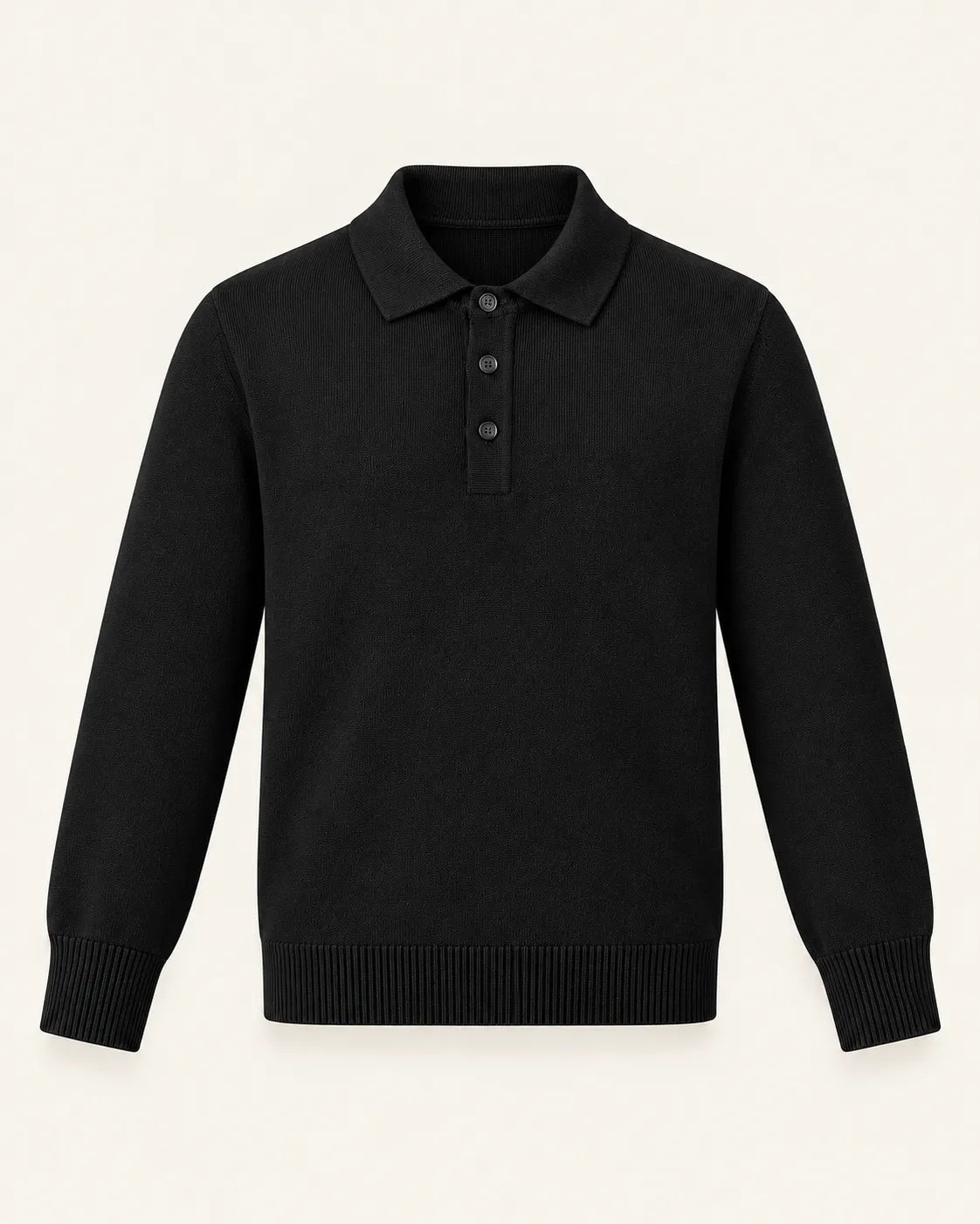 Negro | Jersey polo de punto con botones
