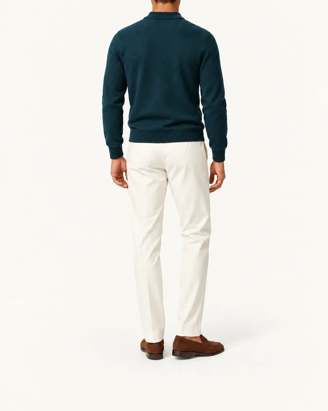 Verde oscuro | Jersey polo de punto con botones – vista trasera