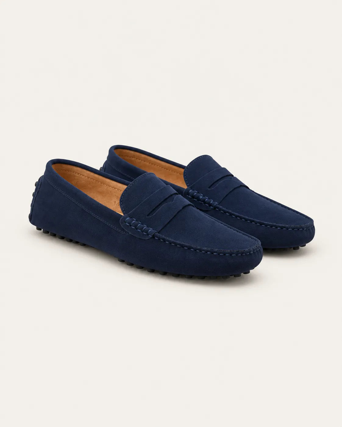 Azul marino | Mocasines driving efecto ante – par