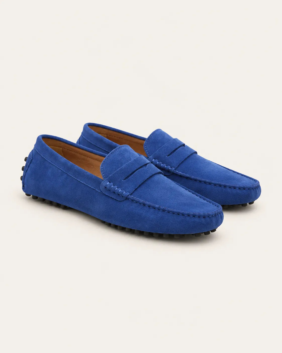 Azul real | Mocasines driving efecto ante – par