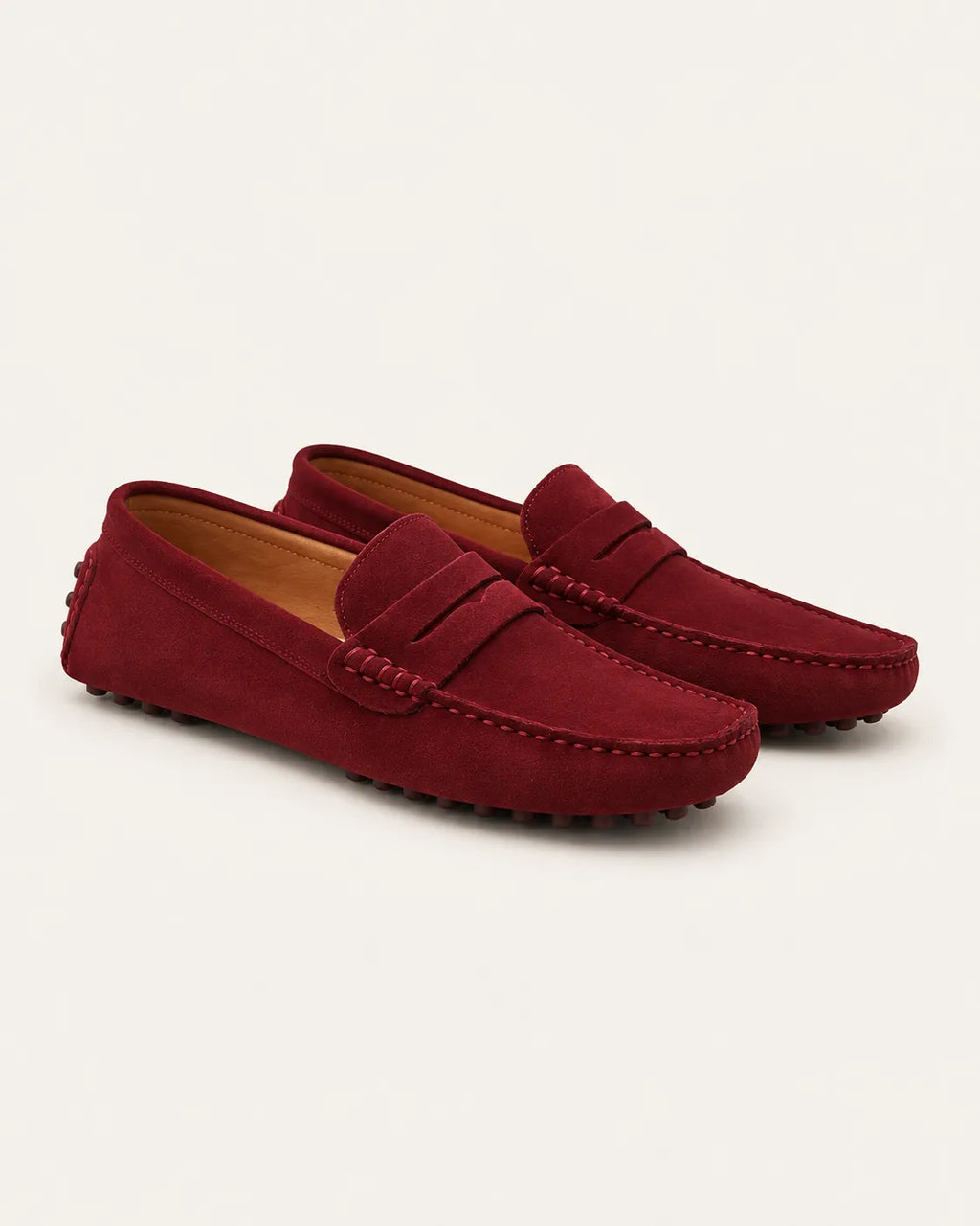 Burdeos | Mocasines driving efecto ante – par