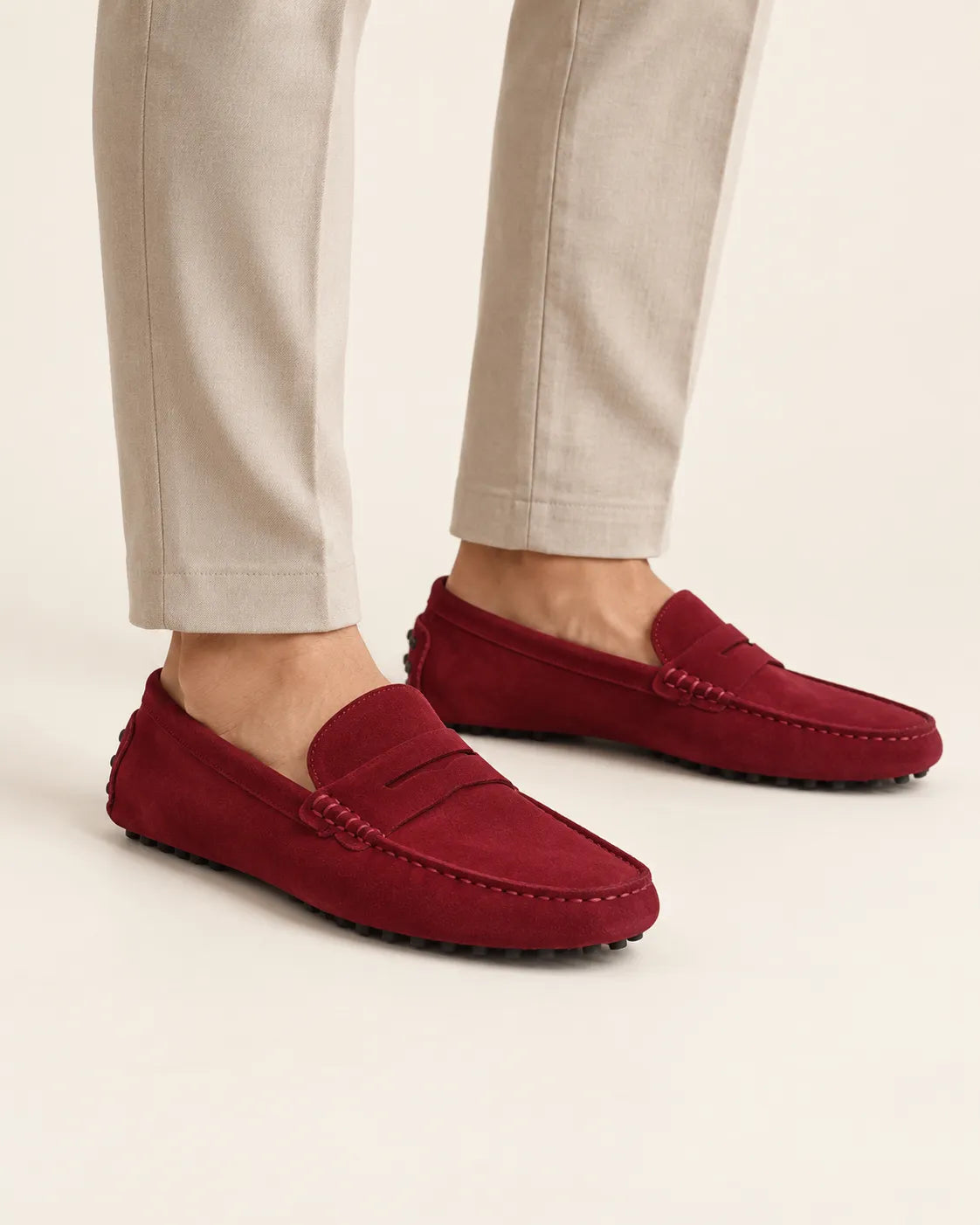 Burdeos | Mocasines driving efecto ante – puestos