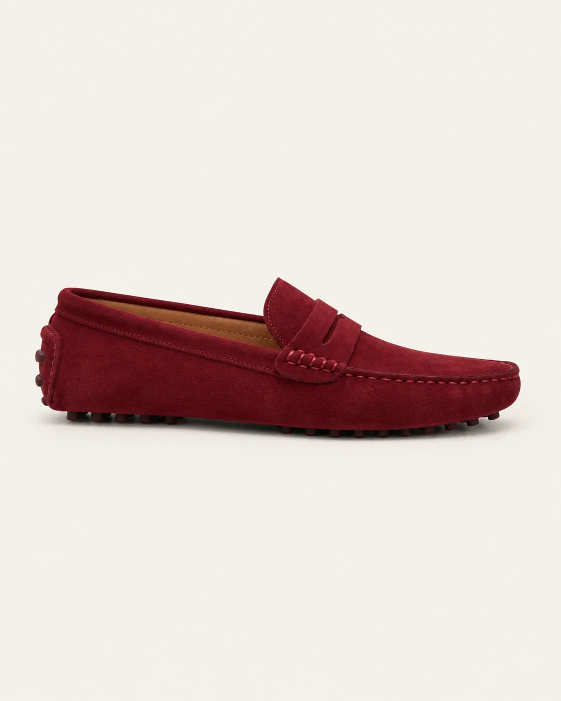 Burdeos | Mocasines driving efecto ante – vista lateral