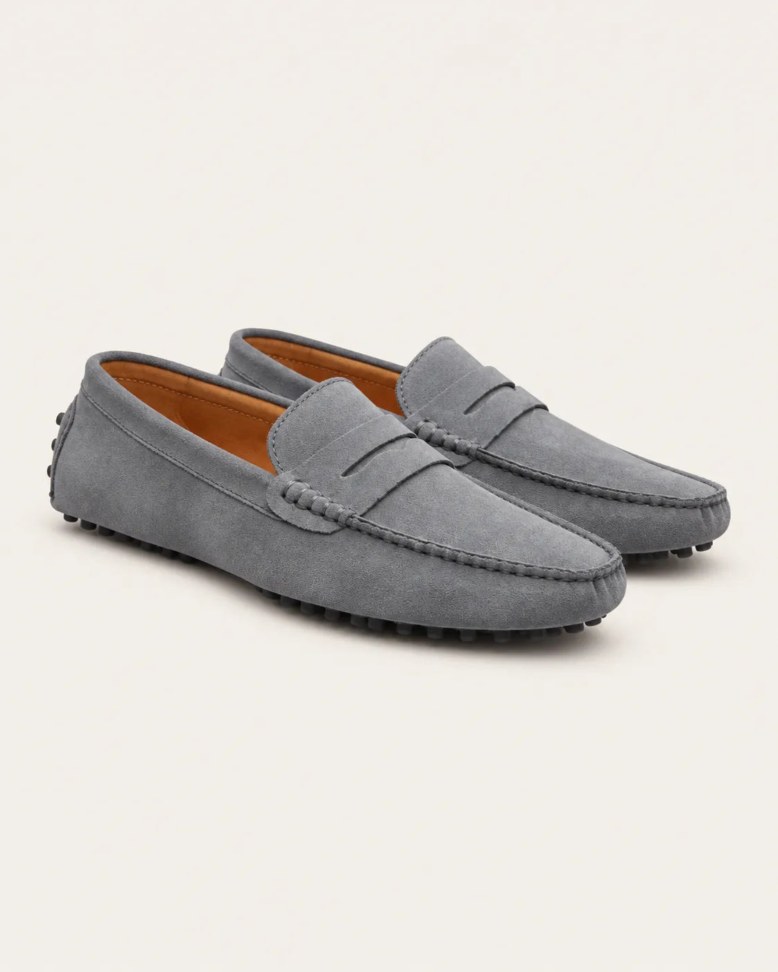 Gris | Mocasines driving efecto ante – par