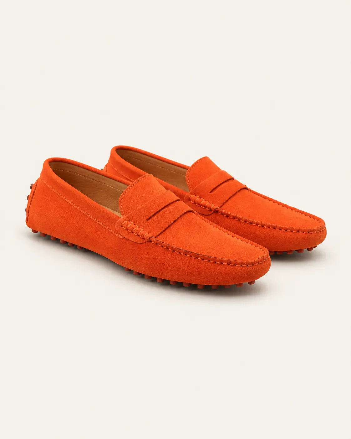 Naranja | Mocasines driving efecto ante – par