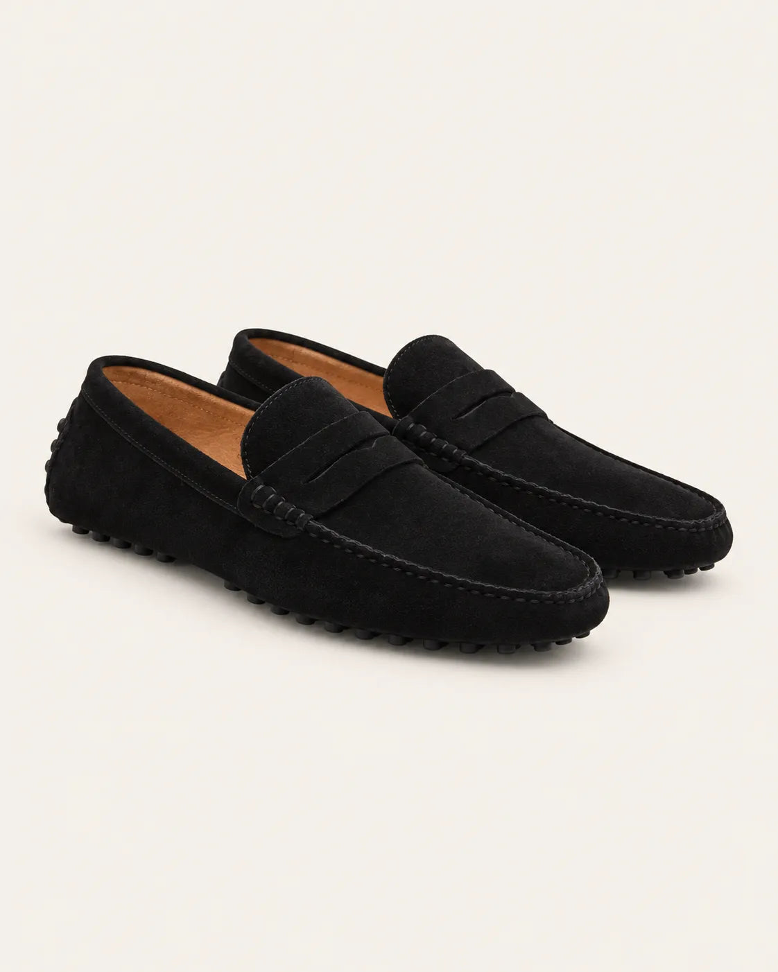 Negro | Mocasines driving efecto ante – par