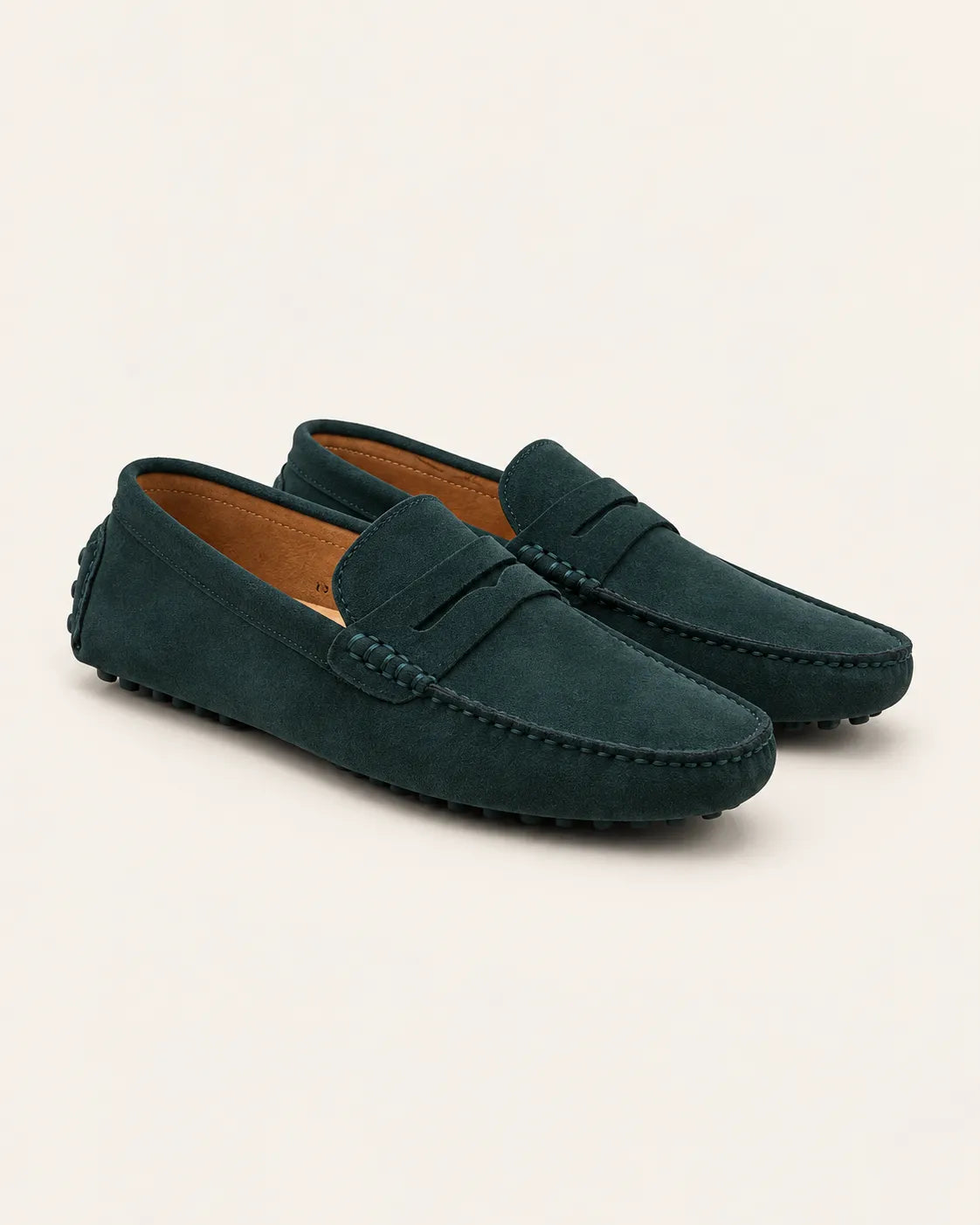 Verde oscuro | Mocasines driving efecto ante – par