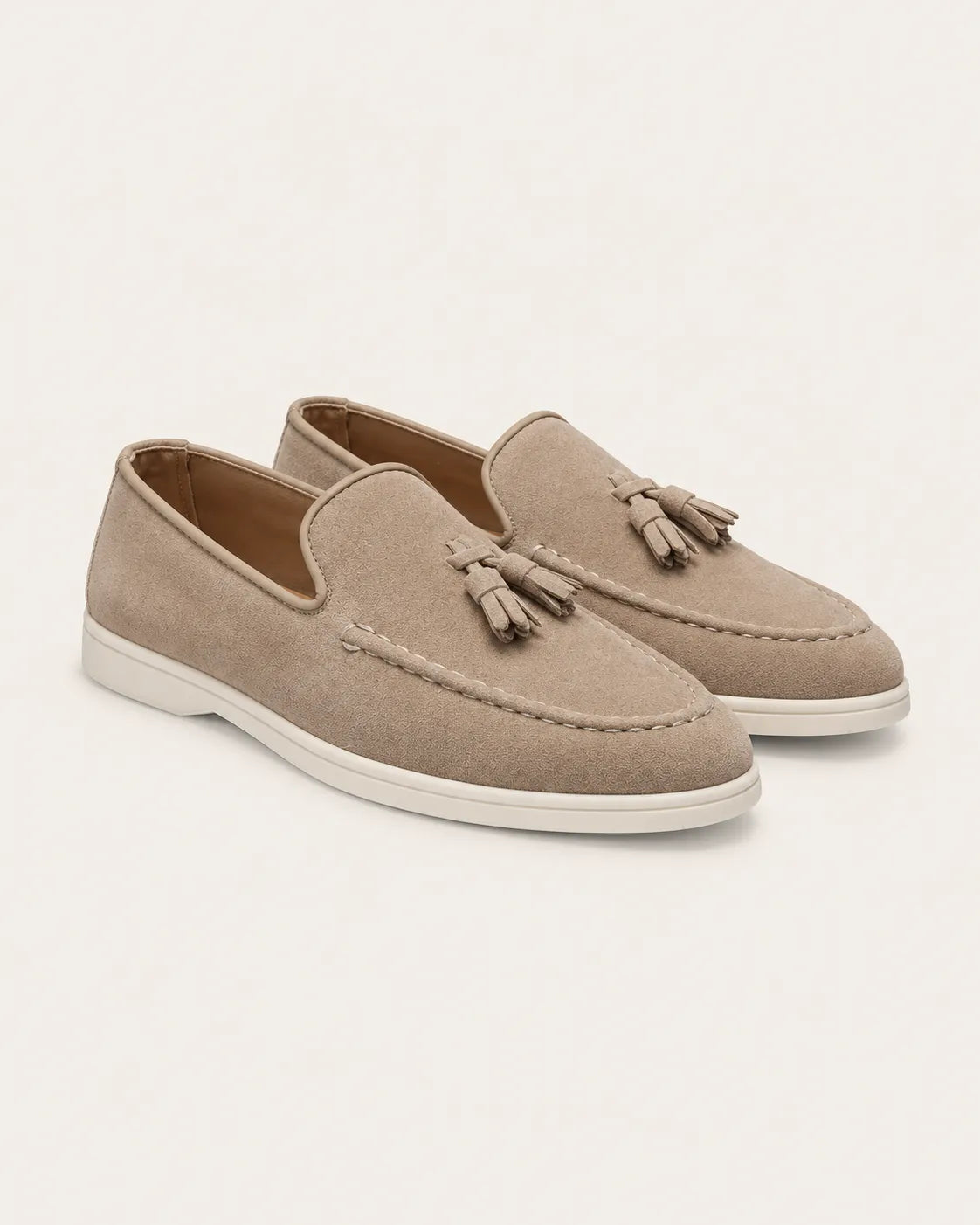 Beige | Con borlas | Mocasines efecto ante – par