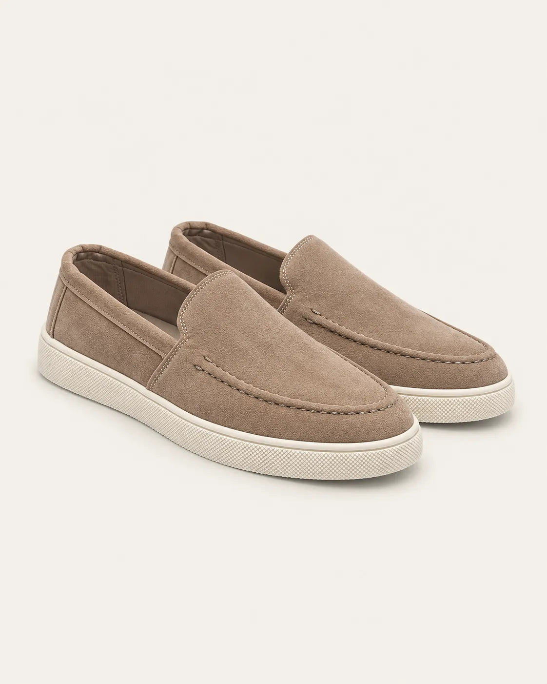 Beige | Liso | Mocasines efecto ante – par