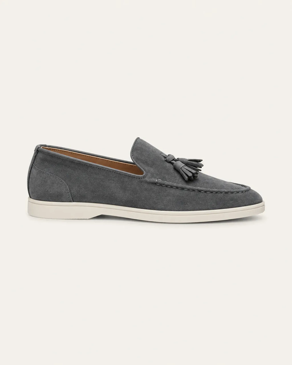 Gris | Con borlas | Mocasines efecto ante – vista lateral