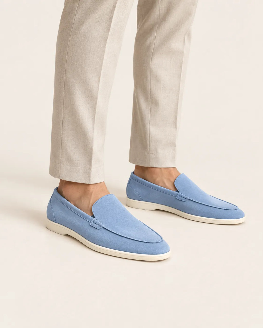 Azul claro | Mocasines slip-on efecto ante – puestos