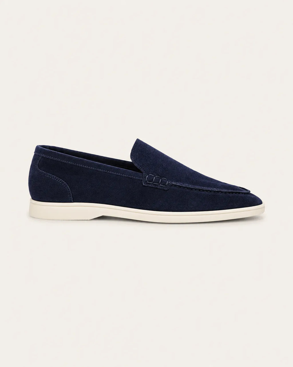 Azul marino | Mocasines slip-on efecto ante – vista lateral