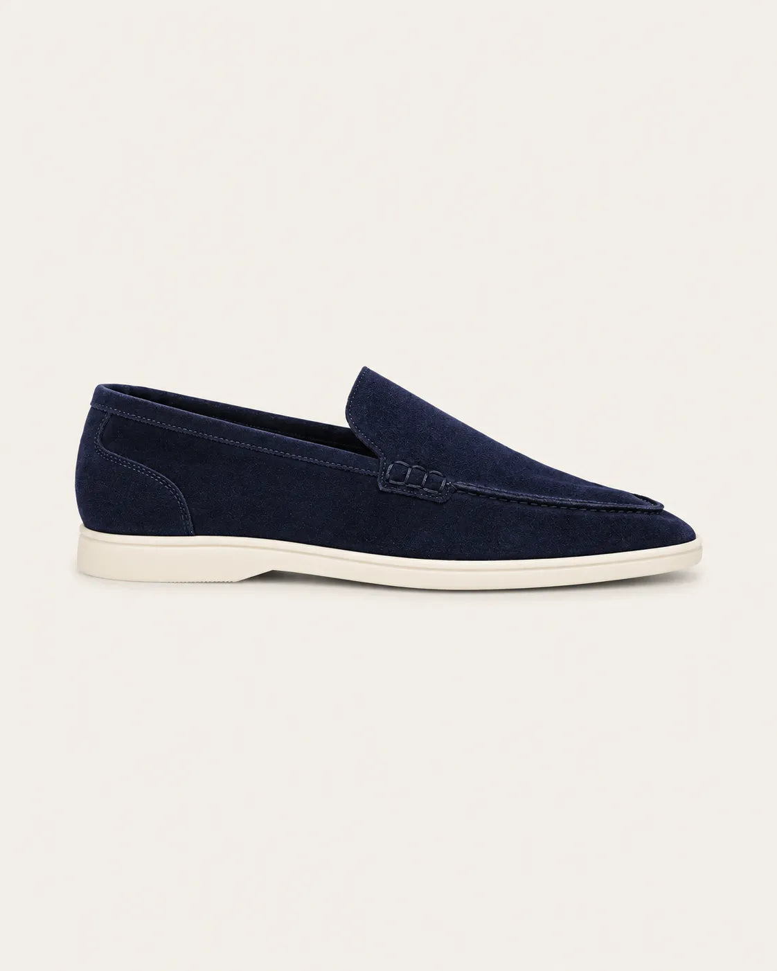 Azul marino | Mocasines slip-on efecto ante – vista lateral